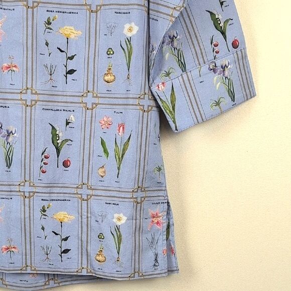 Holly Shae Designs Blue Botanical Standing Collar Tunic Blouse NWT - Picture 7 of 13